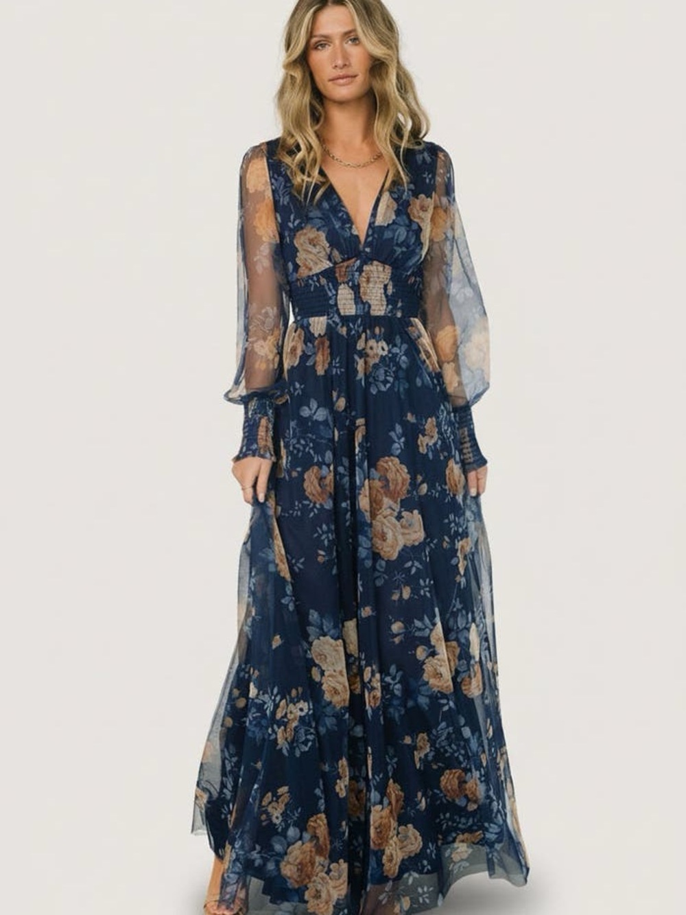 Baltic Born Navy Blue Floral Maxi Dress